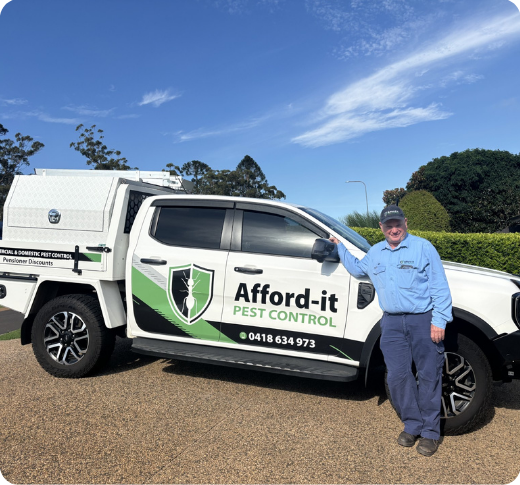 Contact Afford-it Pest Control service vehicle in Toowoomba ready for pest control job